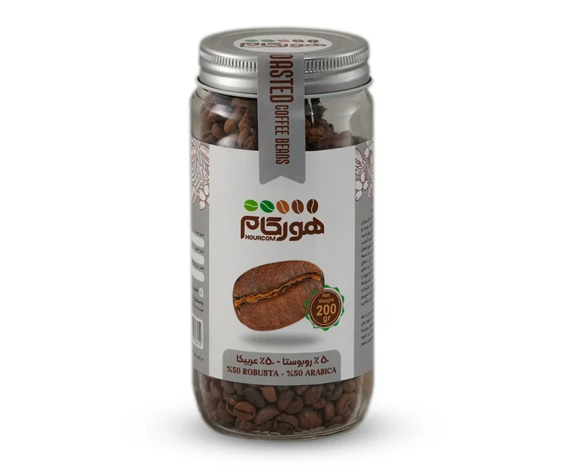 دانه قهوه برشته 50% ربوستا و 50% عربیکا