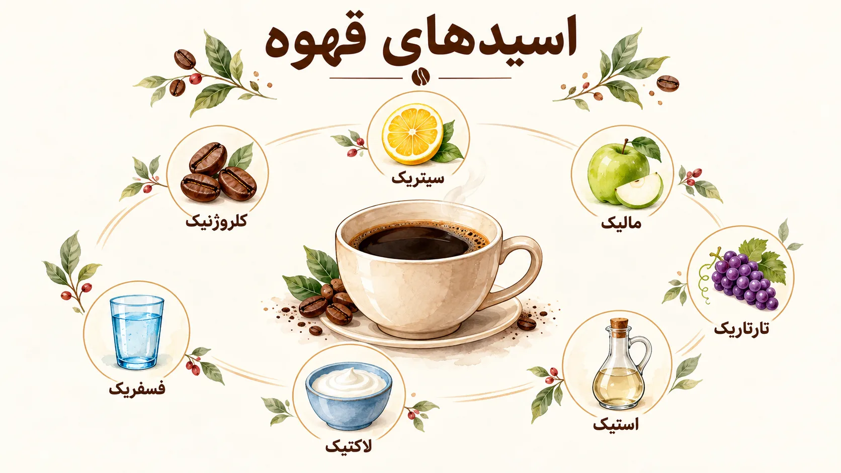 انواع اسیدهای موجود در قهوه